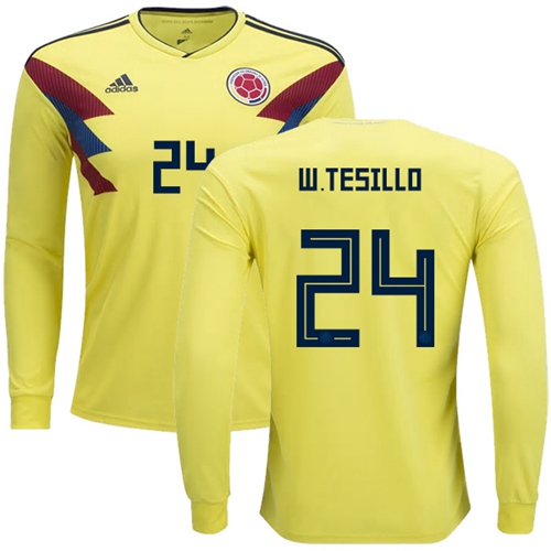 Colombia #24 W.Tesillo Home Long Sleeves Soccer Country Jersey